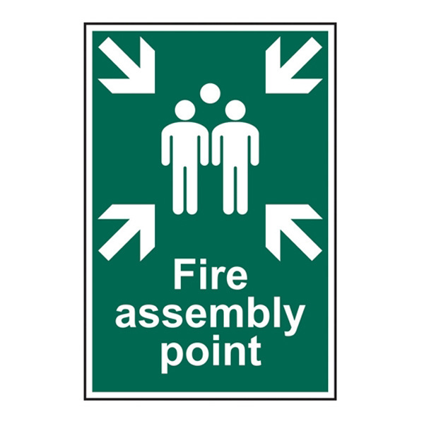 Fire Assembly point Health & Safety Sign 800mm x 600mm 5mm plastic Corex Large 