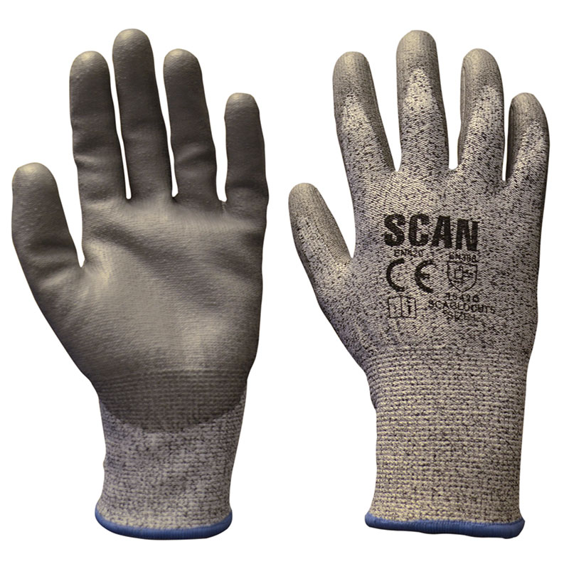Scan Grey PU Coated Cut 5 Gloves