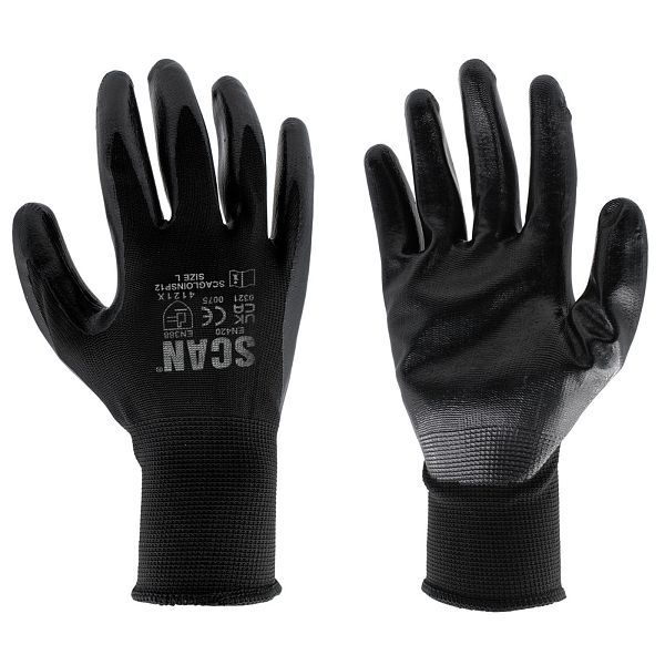 Scan Nitrile Coated Inspection Gloves (12 Pairs)