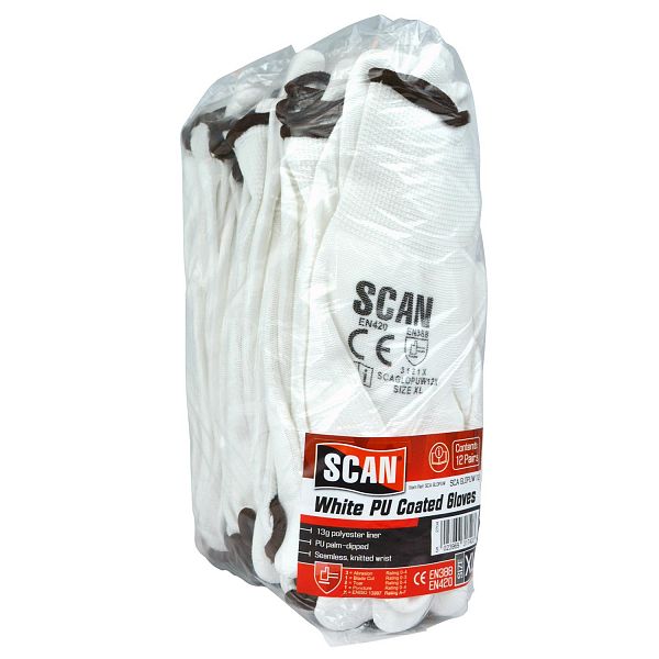 Scan White PU Coated Gloves