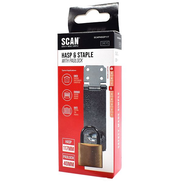 Scan Galvanised Hasp and Staple with Padlock
