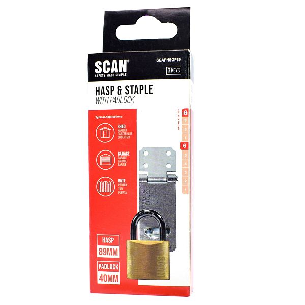 Scan Galvanised Hasp and Staple with Padlock