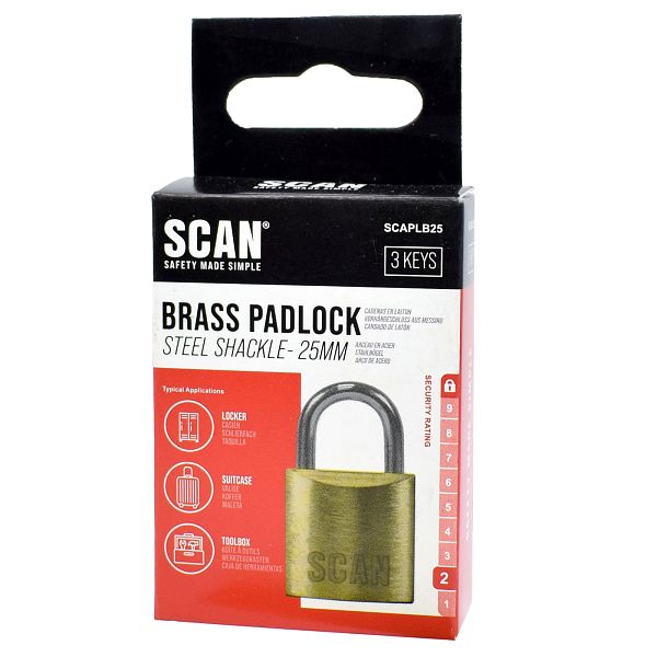 Scan Brass Padlock with 3 Keys