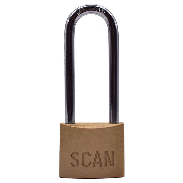 Scan Brass Padlock Long Shackle with 3 Keys