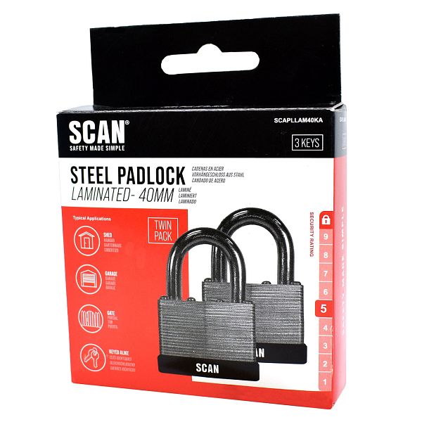 Scan Laminated Steel Padlock with 3 Keys