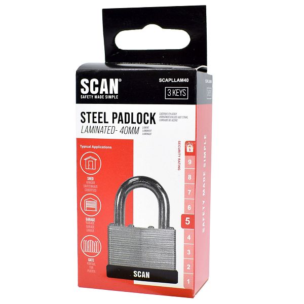 Scan Laminated Steel Padlock with 3 Keys
