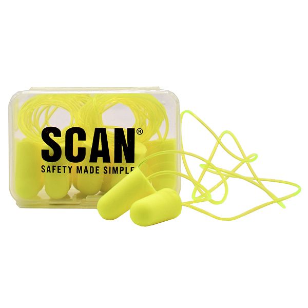 Scan Tapered Foam Earplugs with Cord SNR38 (6 Pairs)
