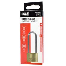 Scan Brass Padlock Long Shackle with 3 Keys